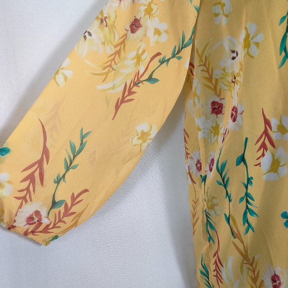 Misslook flpwer yellow top size L semi‎ sheer - Picture 3 of 4